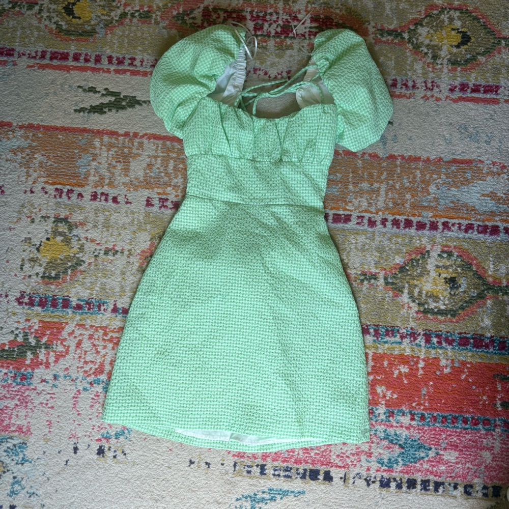 Zara Green Gingham Sleeve Dress